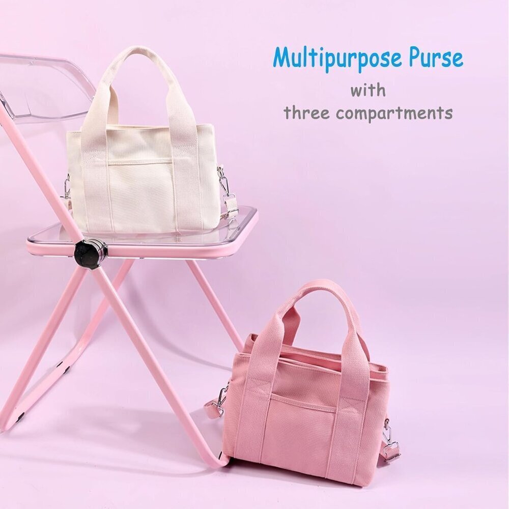 Canvas Crossbody Bag Women Small Multi Compartment Tote Purse for Daily Use - Picture 8 of 8